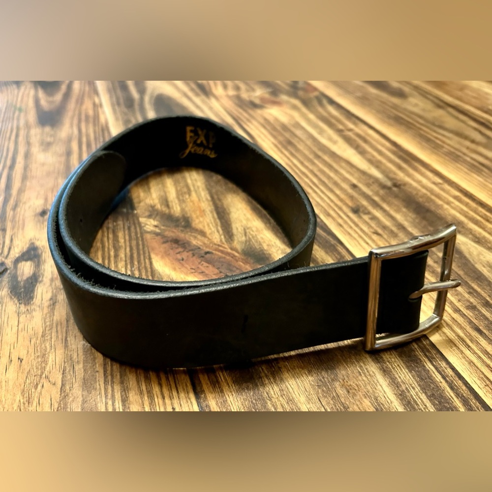 Express Exp Jeans Dark GreyGenuine Leather Belt Unisex Size M 34” Total Length